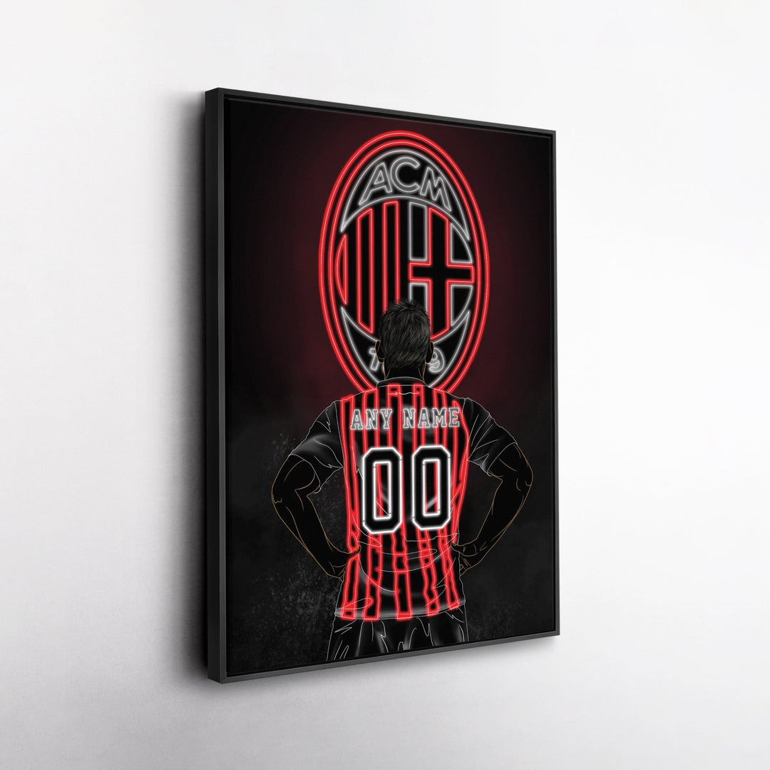 AC Milan Personalized Jersey Canvas | Neon Wall Art - CanvasNeon