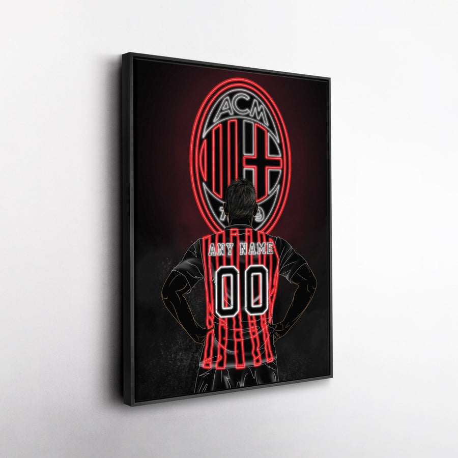 AC Milan Personalized Jersey Canvas | Neon Wall Art - CanvasNeon