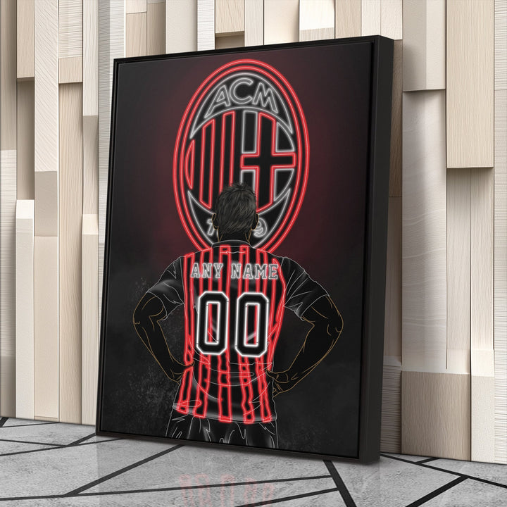AC Milan Personalized Jersey Canvas | Neon Wall Art - CanvasNeon