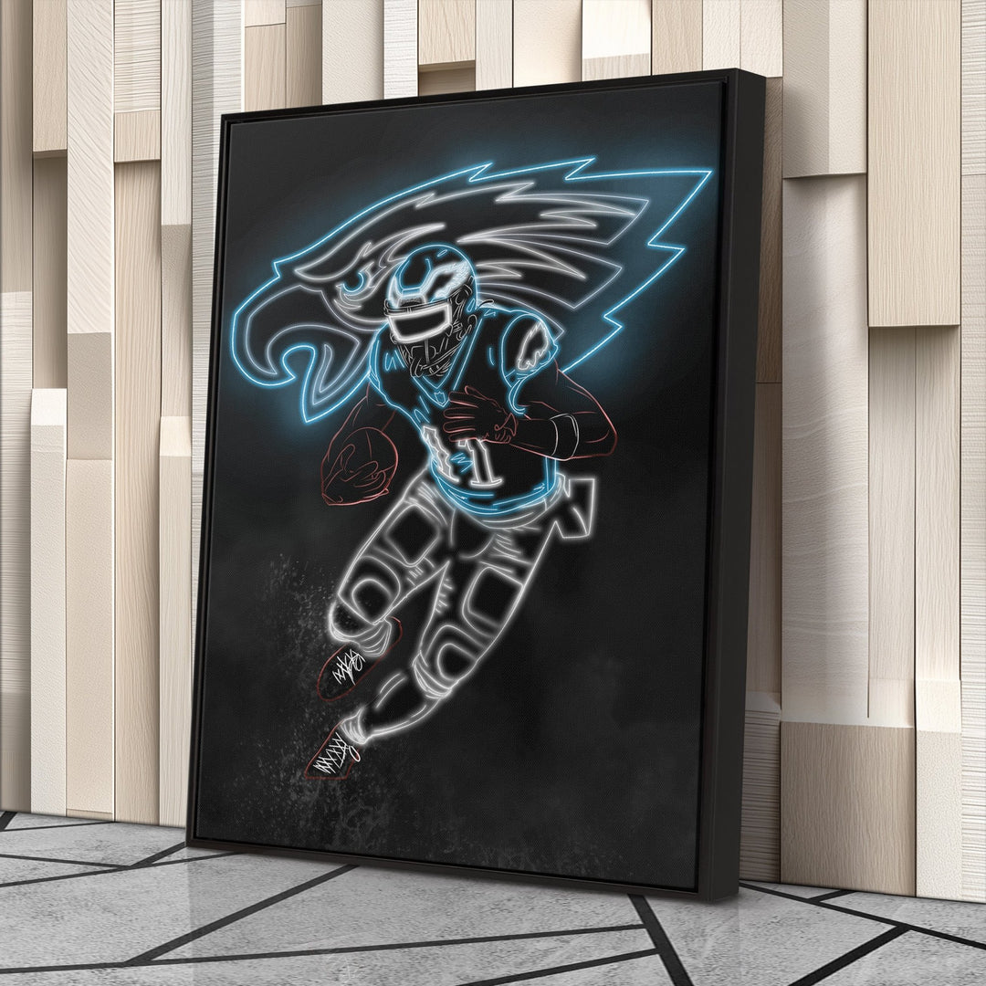 A.J. Brown Neon Canvas Art | Eagles Wall Decor - CanvasNeon