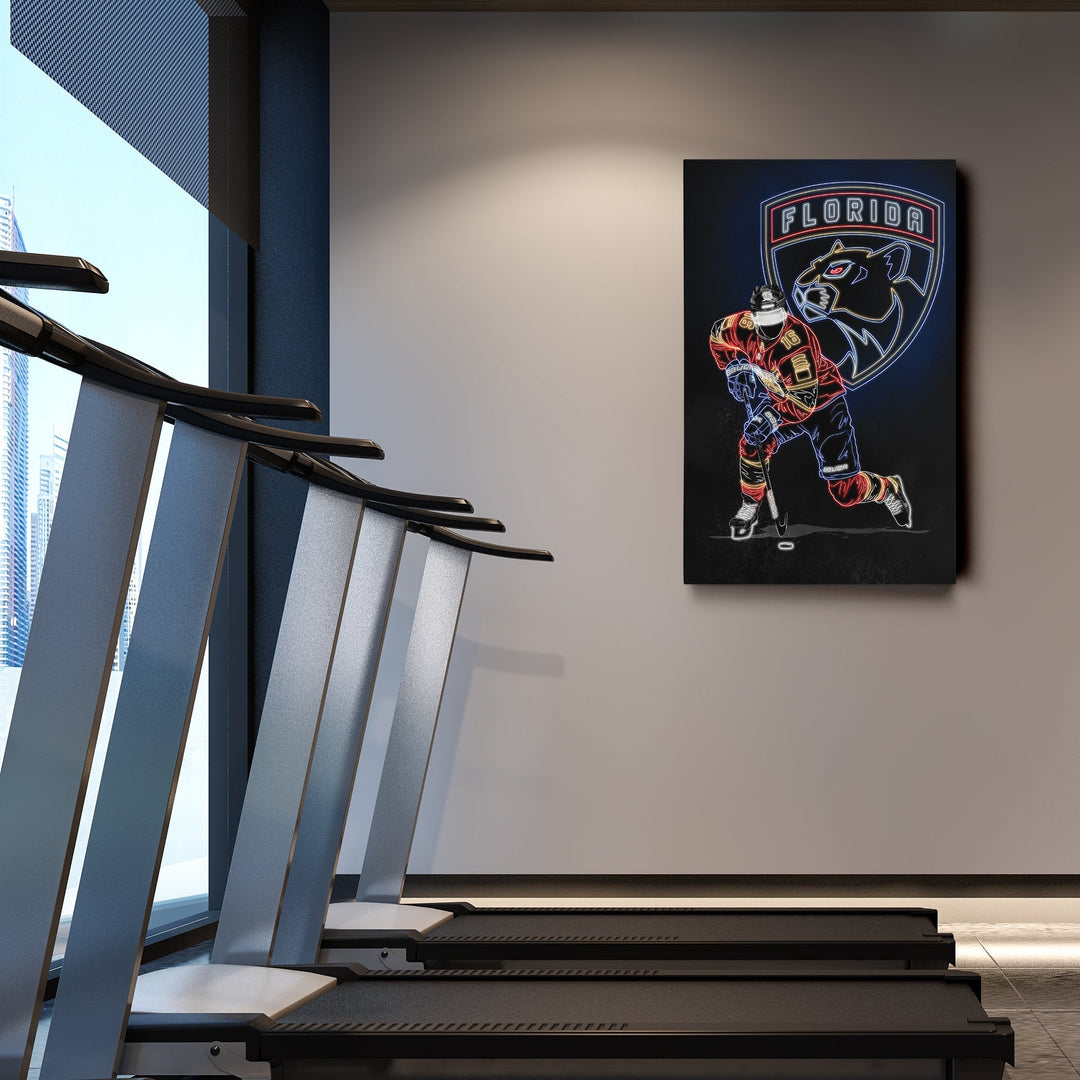 Aleksander Barkov Neon Canvas Art | Panthers Wall Decor - CanvasNeon