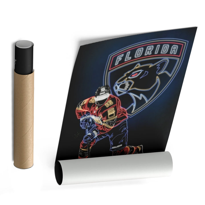 Aleksander Barkov Neon Canvas Art | Panthers Wall Decor - CanvasNeon