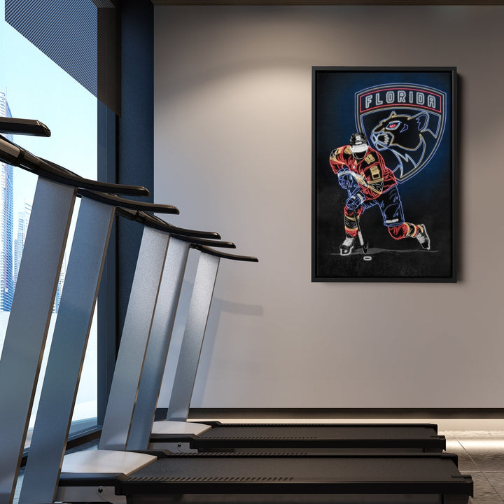 Aleksander Barkov Neon Canvas Art | Panthers Wall Decor - CanvasNeon