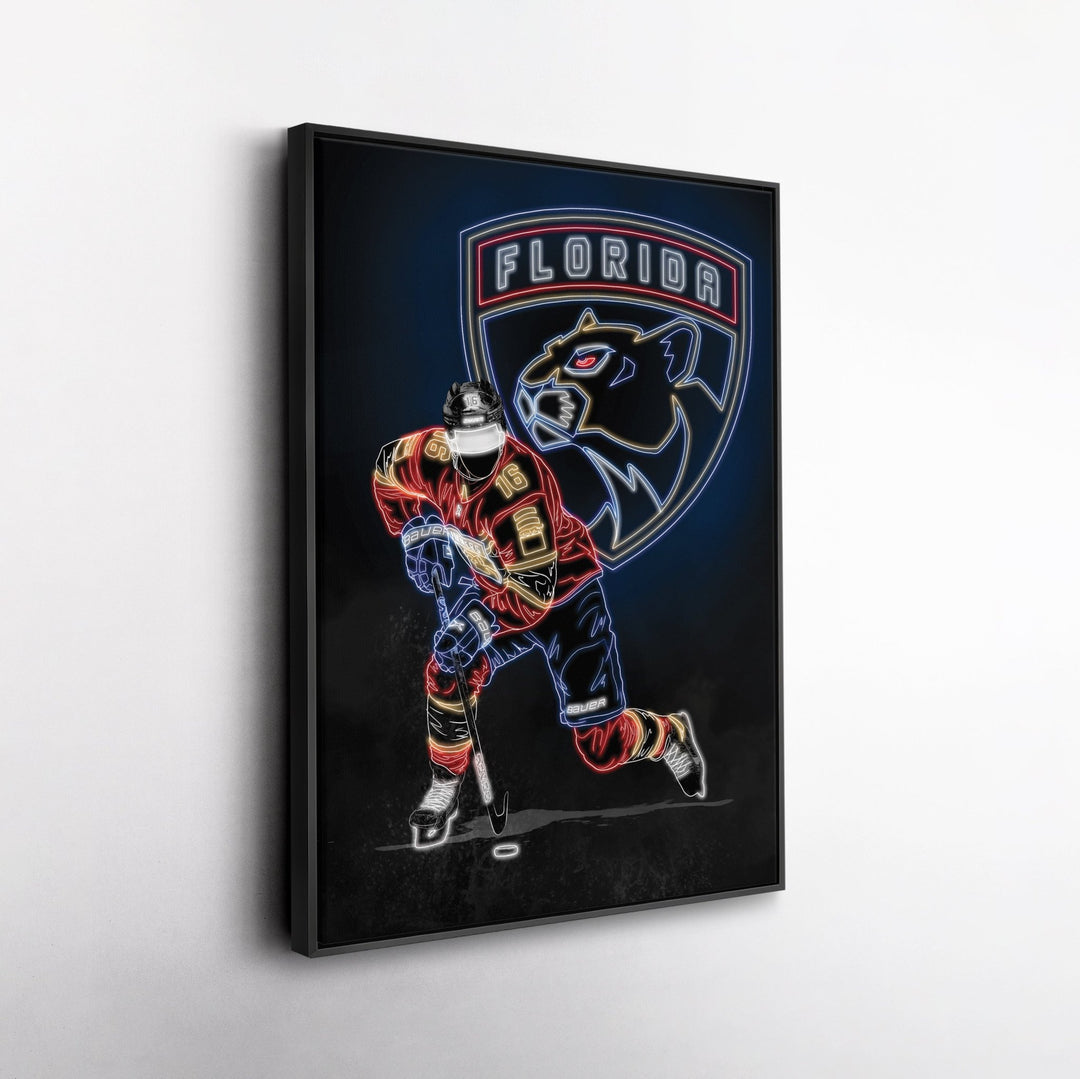 Aleksander Barkov Neon Canvas Art | Panthers Wall Decor - CanvasNeon