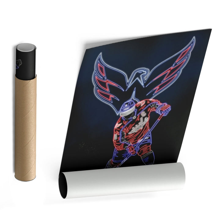 Alex Ovechkin Neon Canvas Art | Capitals Wall Decor - CanvasNeon