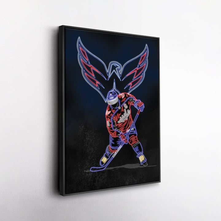 Alex Ovechkin Neon Canvas Art | Capitals Wall Decor - CanvasNeon