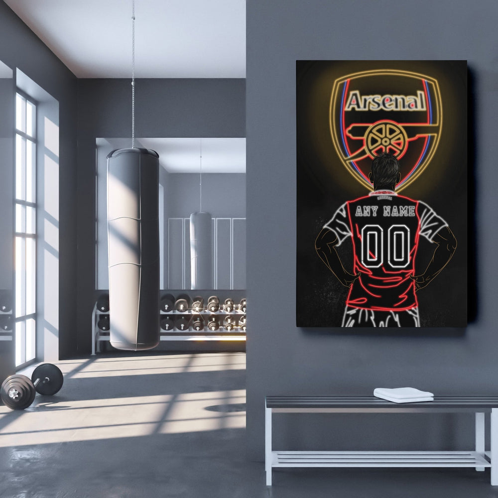 Arsenal Personalized Jersey Canvas | Neon Wall Art - CanvasNeon