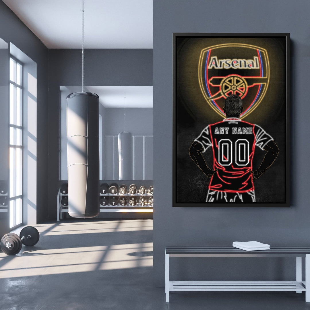 Arsenal Personalized Jersey Canvas | Neon Wall Art - CanvasNeon