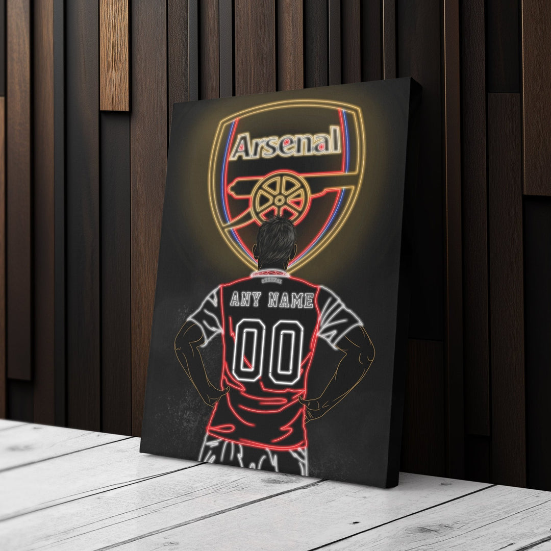 Arsenal Personalized Jersey Canvas | Neon Wall Art - CanvasNeon