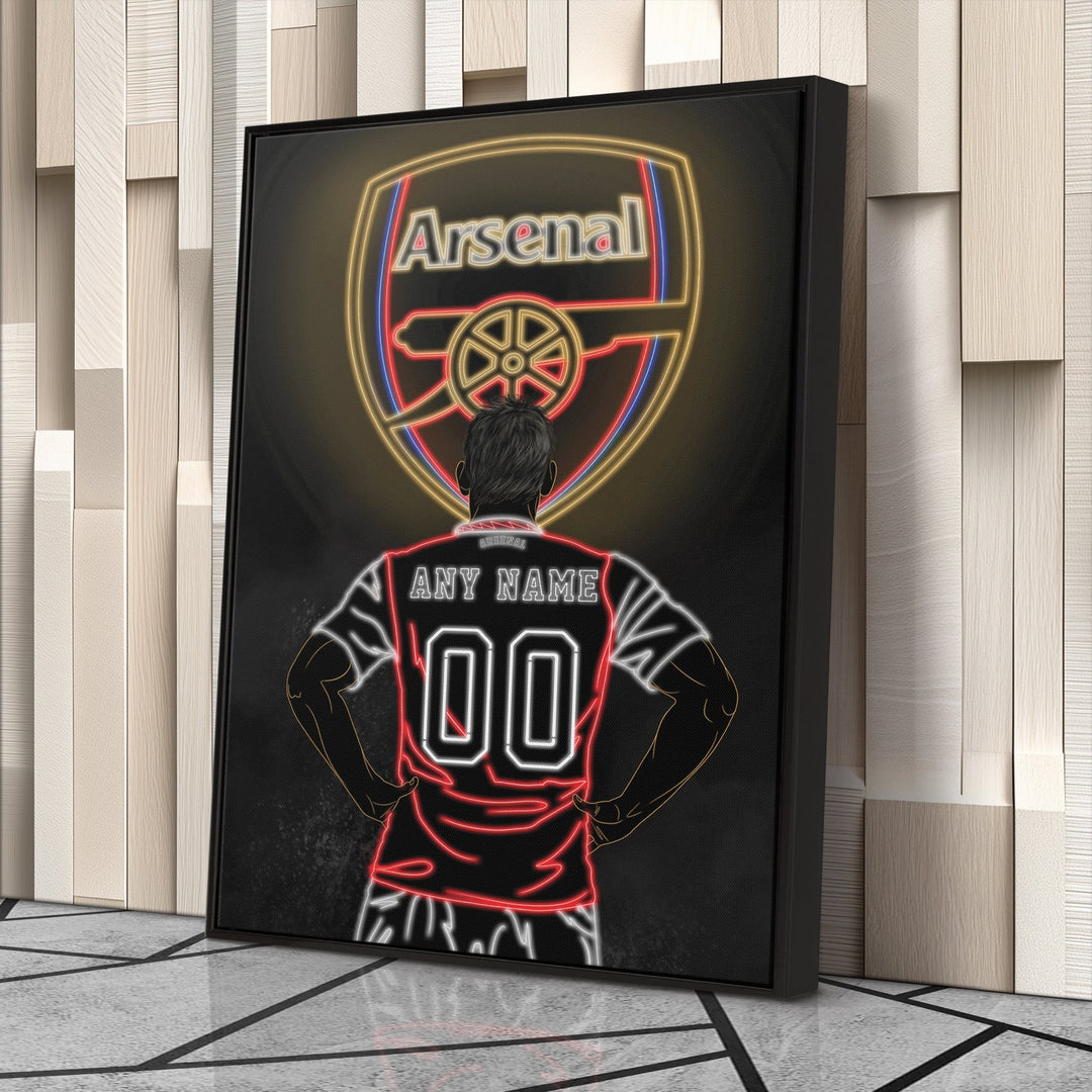 Arsenal Personalized Jersey Canvas | Neon Wall Art - CanvasNeon