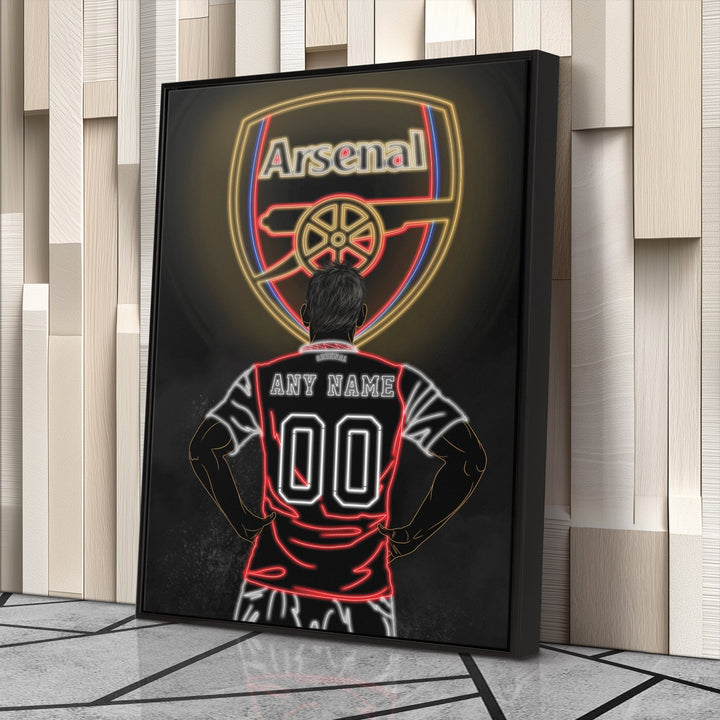 Arsenal Personalized Jersey Canvas | Neon Wall Art - CanvasNeon