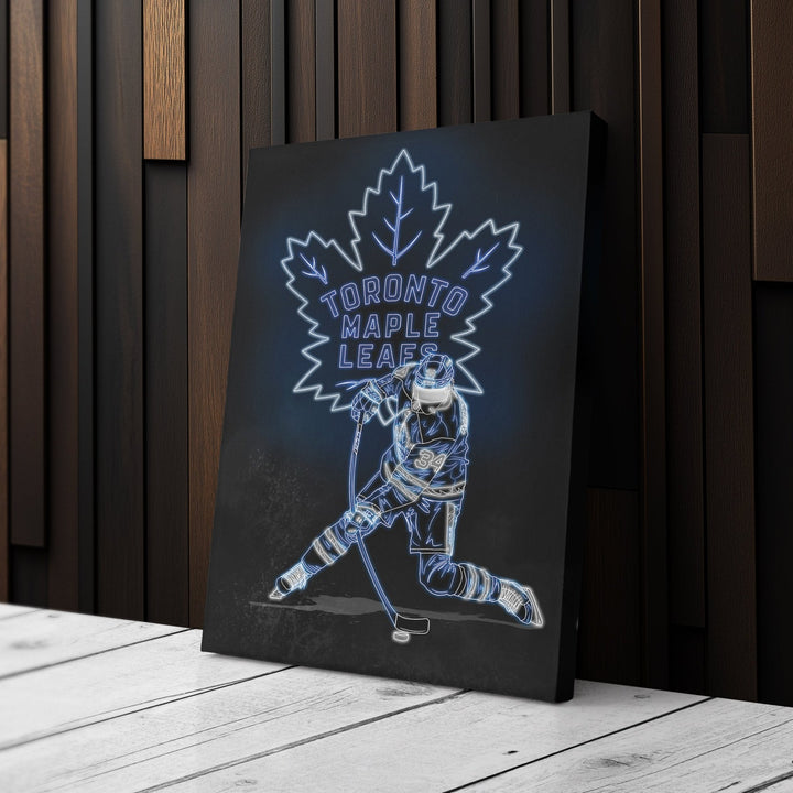 Auston Matthews Neon Canvas Art | Leafs Wall Decor - CanvasNeon