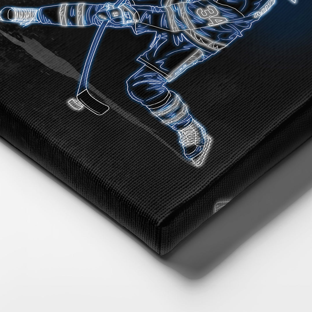 Auston Matthews Neon Canvas Art | Leafs Wall Decor - CanvasNeon