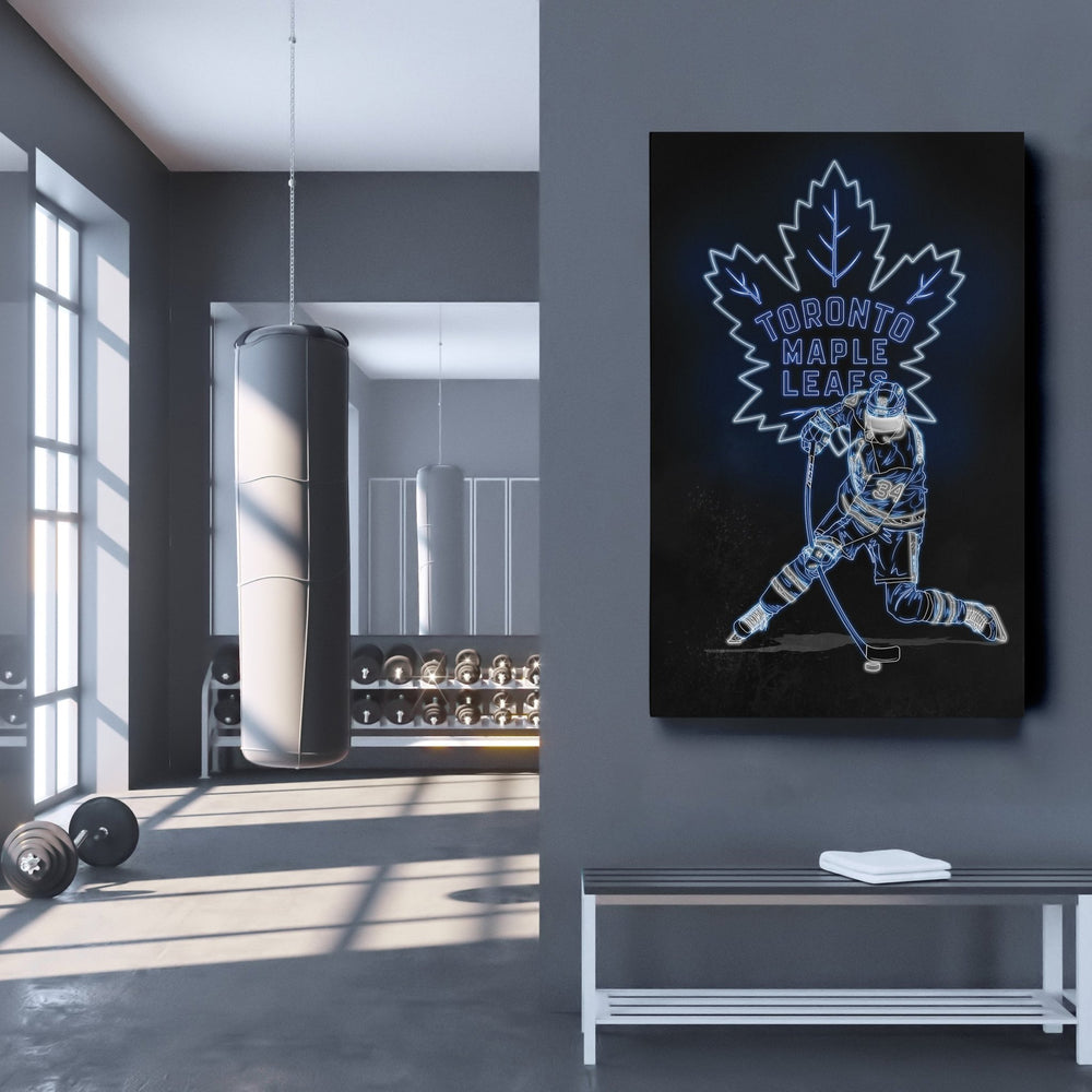 Auston Matthews Neon Canvas Art | Leafs Wall Decor - CanvasNeon