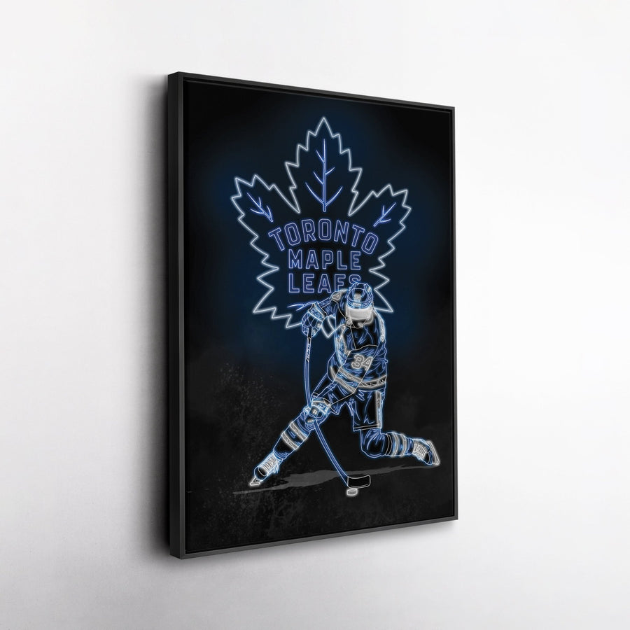Auston Matthews Neon Canvas Art | Leafs Wall Decor - CanvasNeon