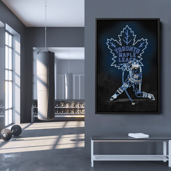Auston Matthews Neon Canvas Art | Leafs Wall Decor - CanvasNeon