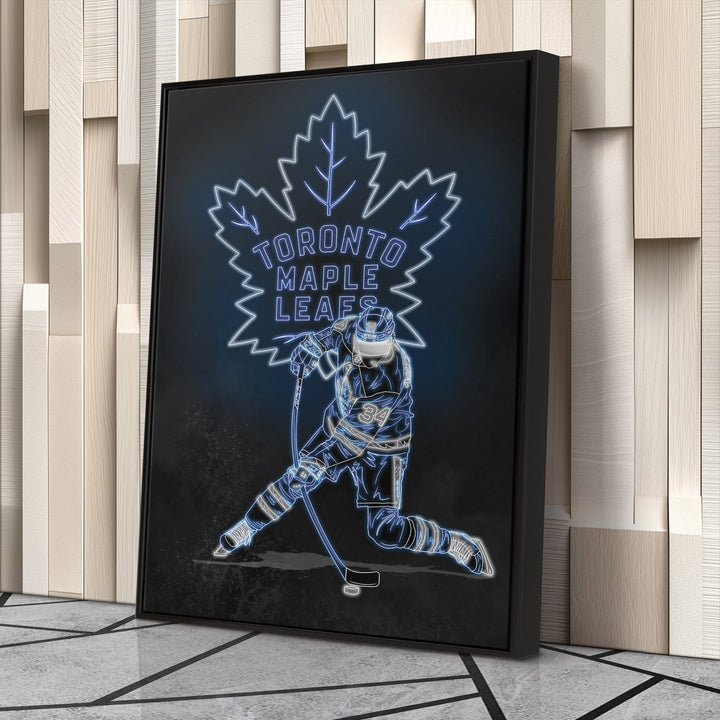 Auston Matthews Neon Canvas Art | Leafs Wall Decor - CanvasNeon