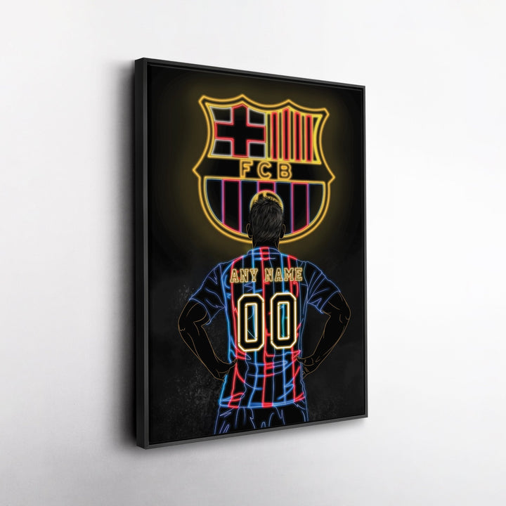 Barcelona Personalized Jersey Canvas | Neon Wall Art - CanvasNeon