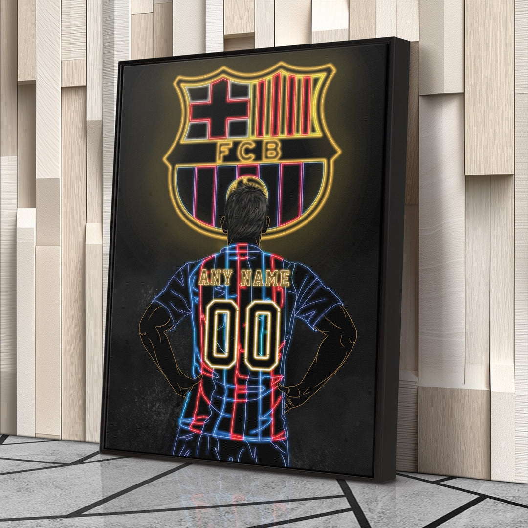 Barcelona Personalized Jersey Canvas | Neon Wall Art - CanvasNeon