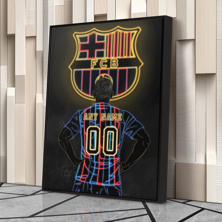 Barcelona Personalized Jersey Canvas | Neon Wall Art - CanvasNeon