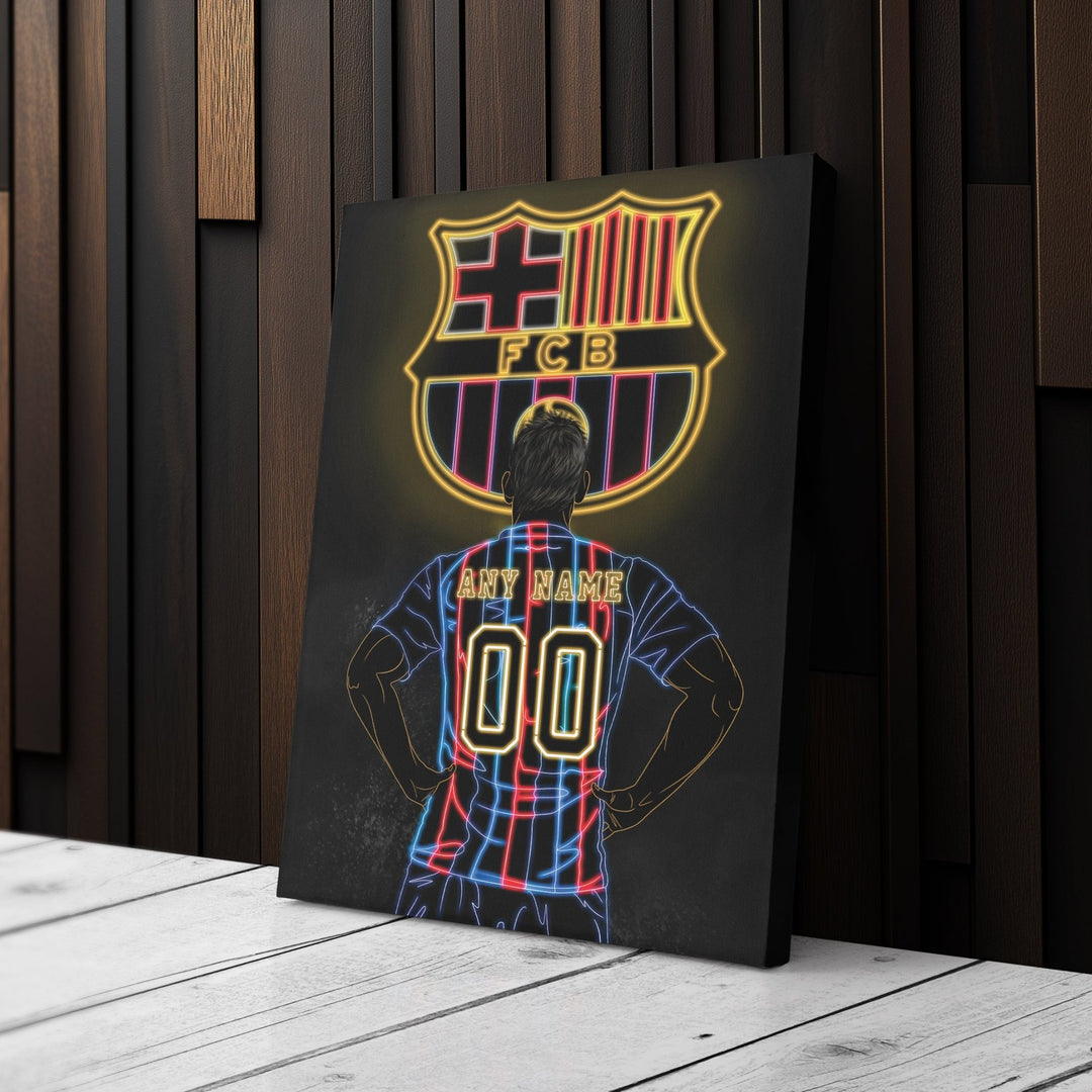 Barcelona Personalized Jersey Canvas | Neon Wall Art - CanvasNeon