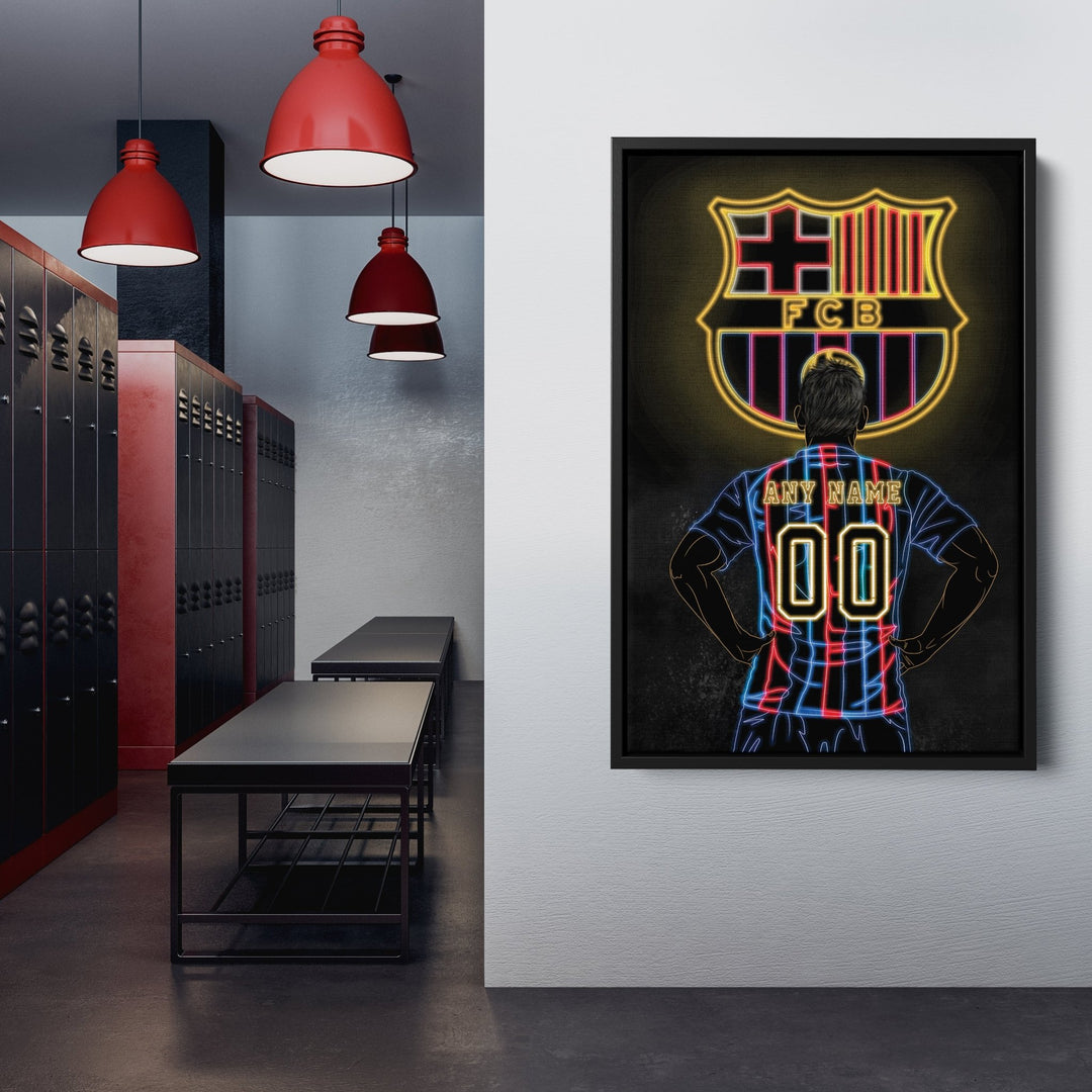 Barcelona Personalized Jersey Canvas | Neon Wall Art - CanvasNeon
