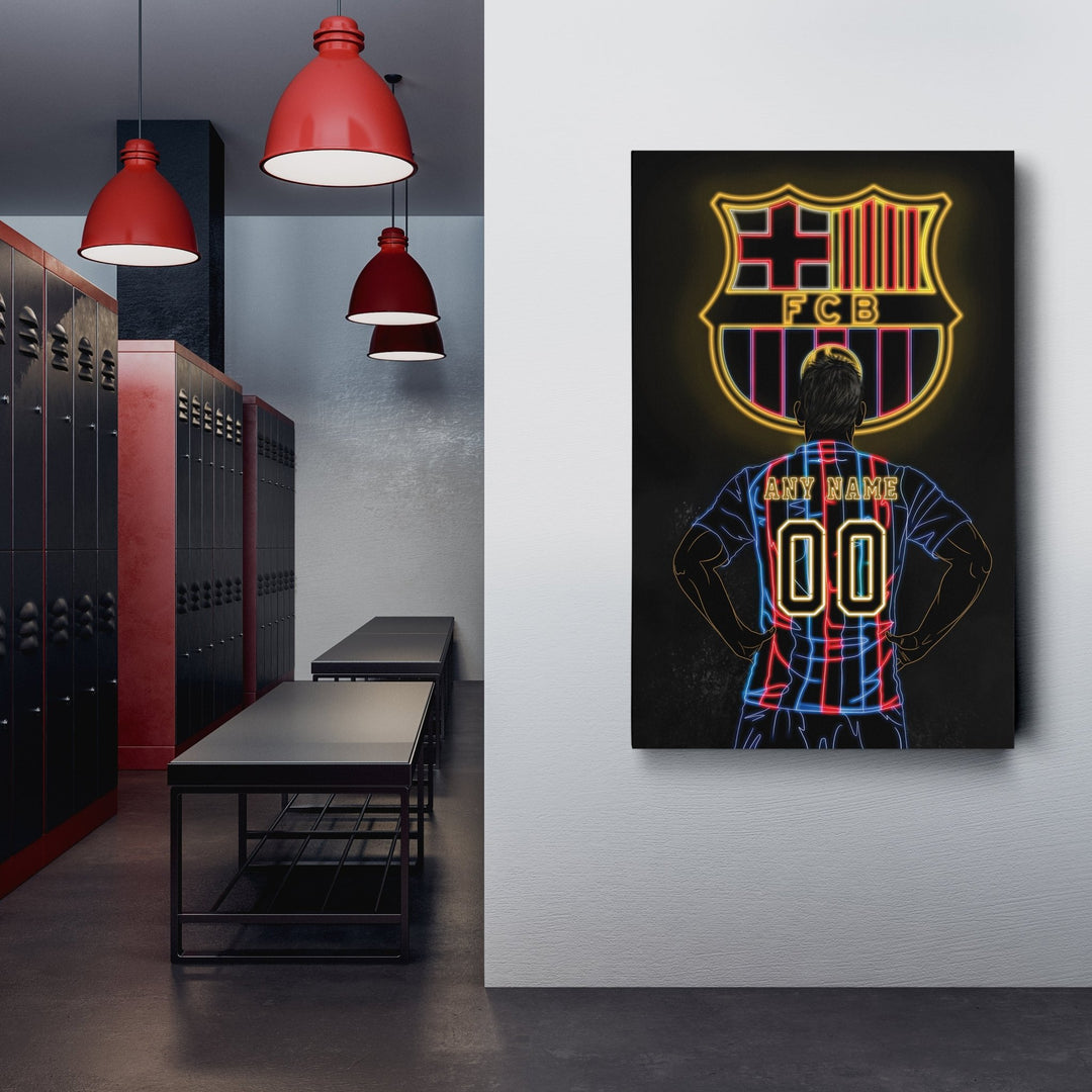 Barcelona Personalized Jersey Canvas | Neon Wall Art - CanvasNeon