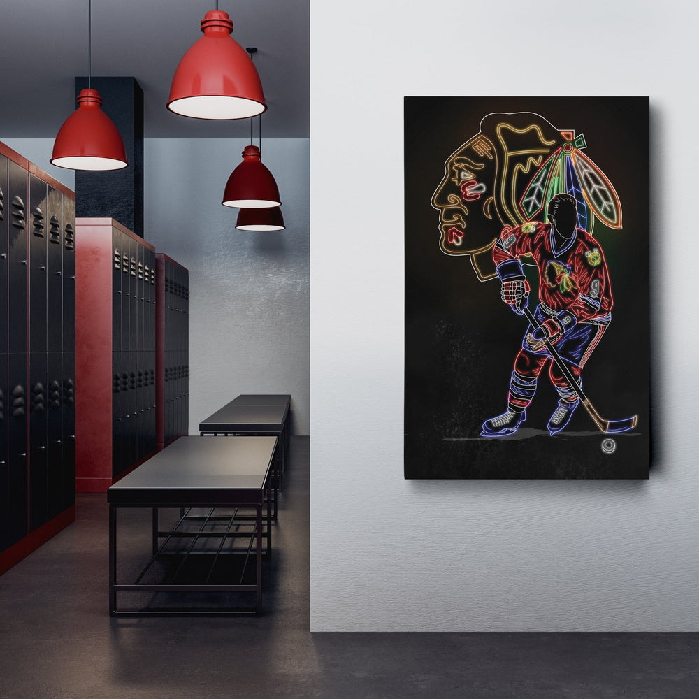 Bobby Hull Neon Canvas Art | Blackhawks Wall Decor - CanvasNeon