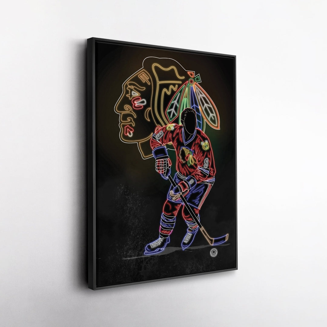 Bobby Hull Neon Canvas Art | Blackhawks Wall Decor - CanvasNeon