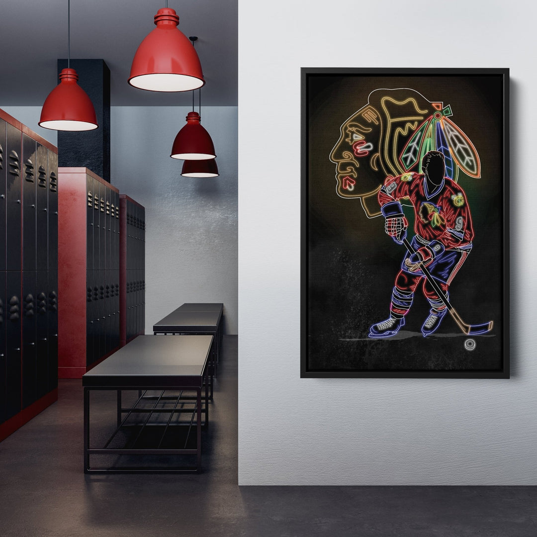 Bobby Hull Neon Canvas Art | Blackhawks Wall Decor - CanvasNeon