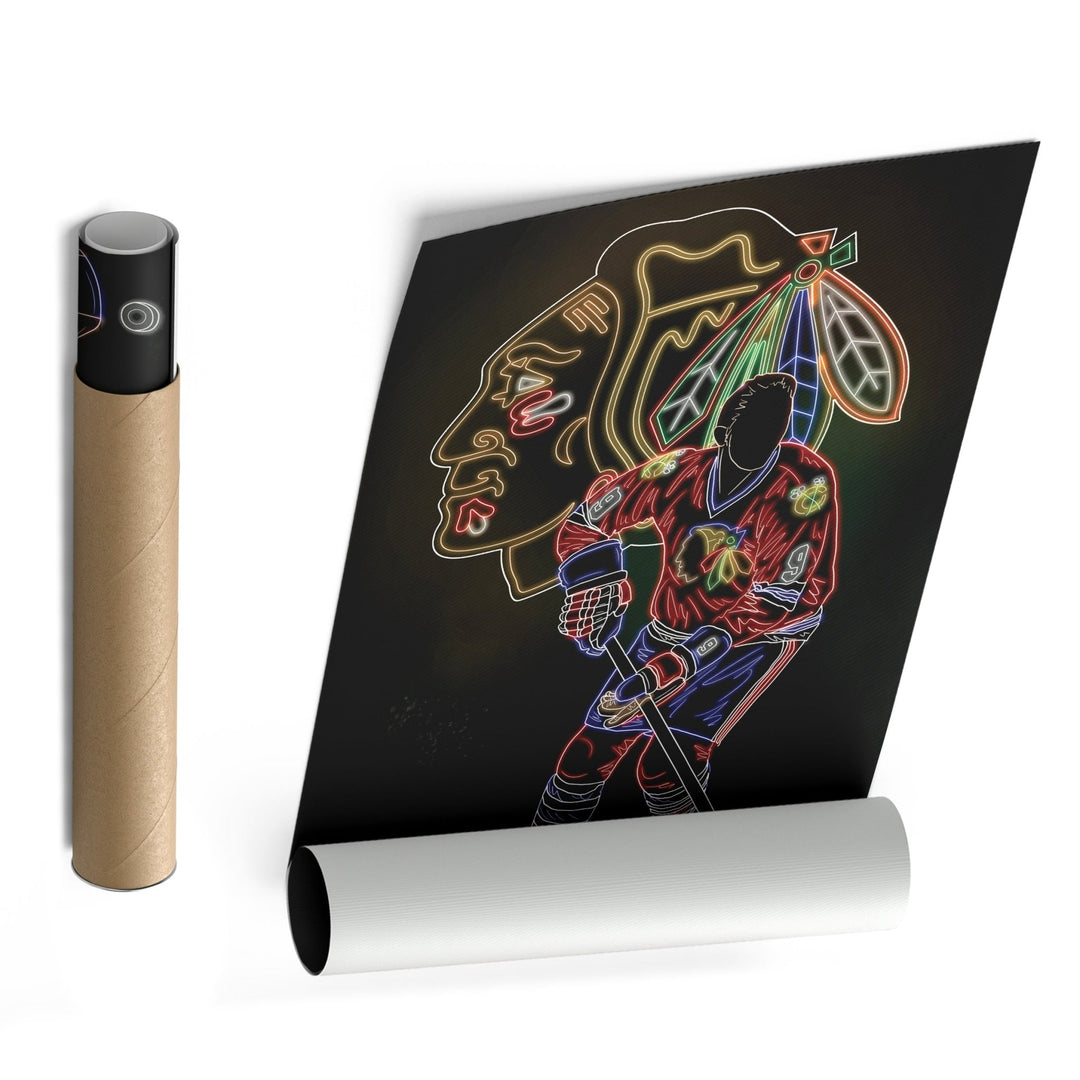 Bobby Hull Neon Canvas Art | Blackhawks Wall Decor - CanvasNeon