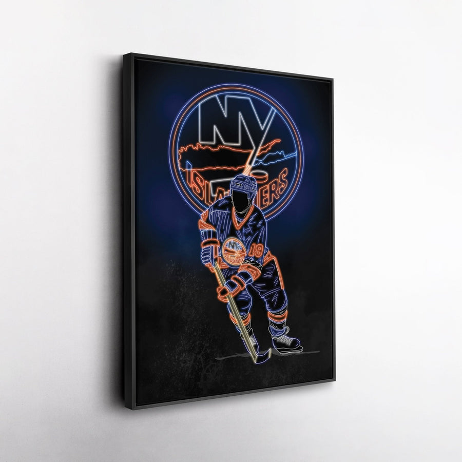 Bryan Trottier Neon Canvas Art | Islanders Wall Decor - CanvasNeon
