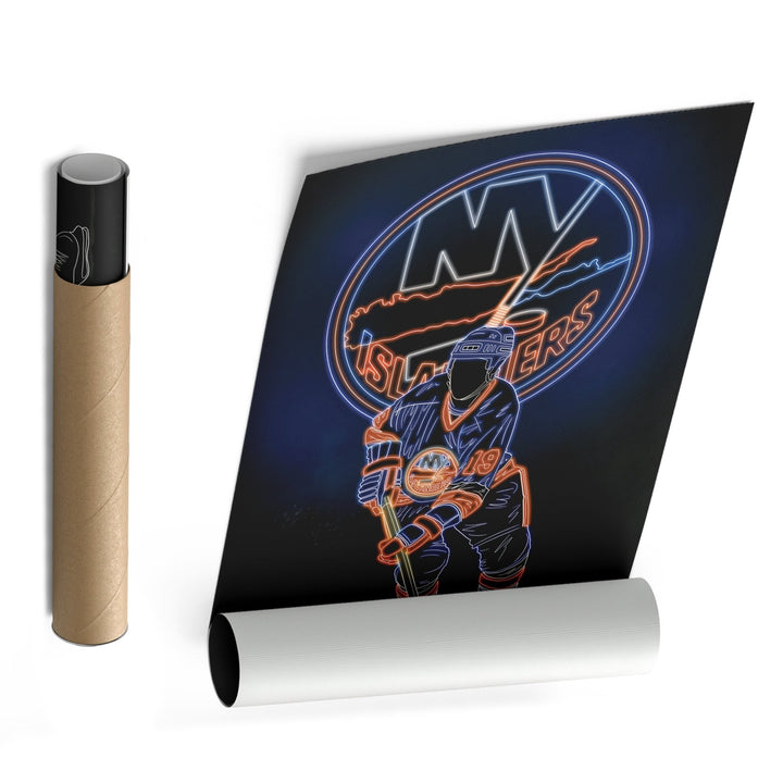 Bryan Trottier Neon Canvas Art | Islanders Wall Decor - CanvasNeon