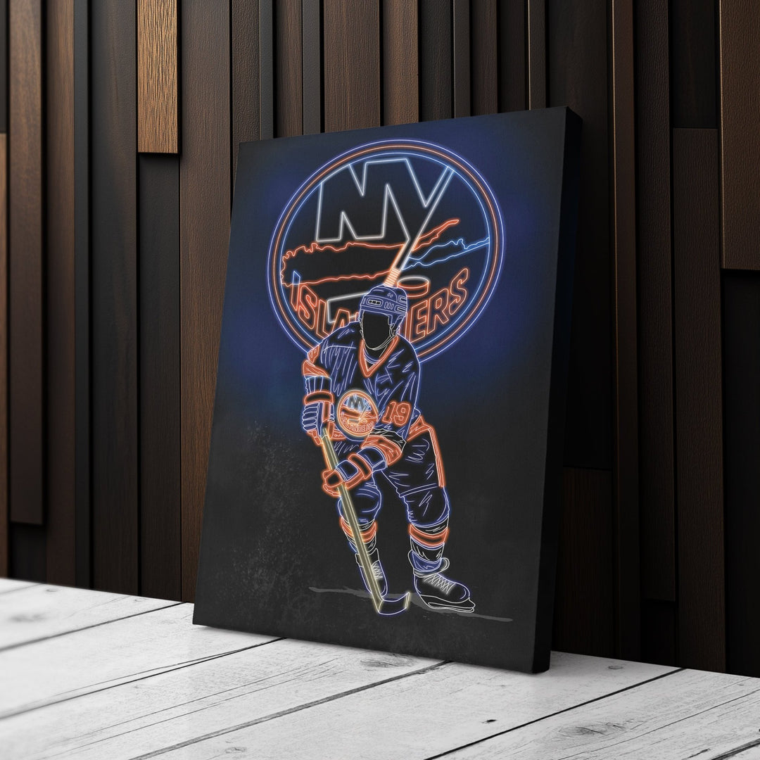 Bryan Trottier Neon Canvas Art | Islanders Wall Decor - CanvasNeon