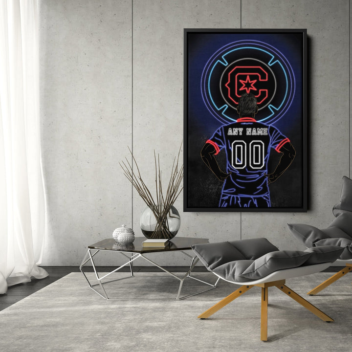 Chicago Fire FC Personalized Jersey Canvas | Neon Wall Art - CanvasNeon