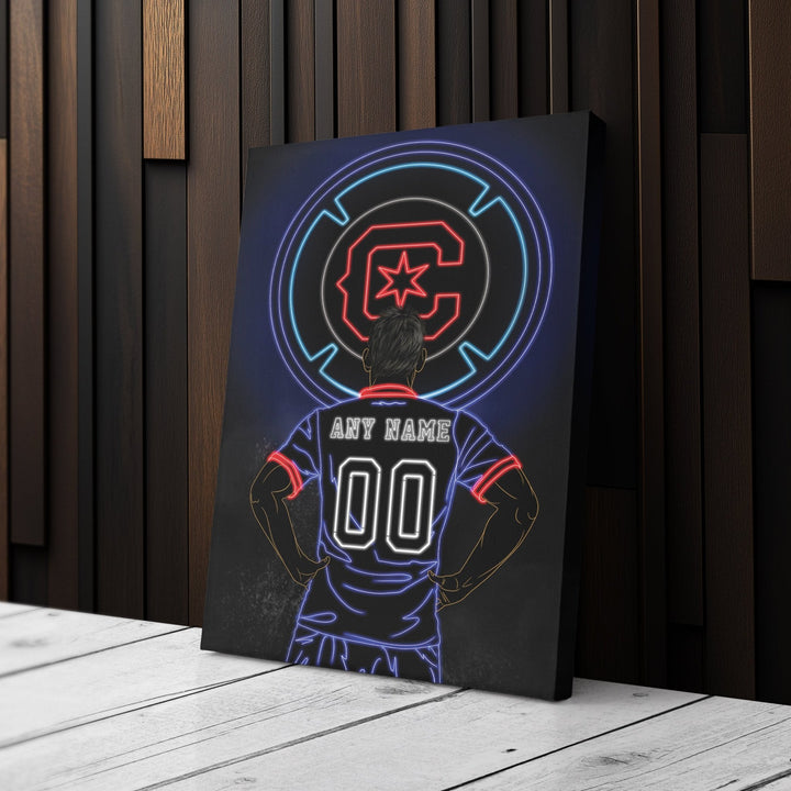 Chicago Fire FC Personalized Jersey Canvas | Neon Wall Art - CanvasNeon