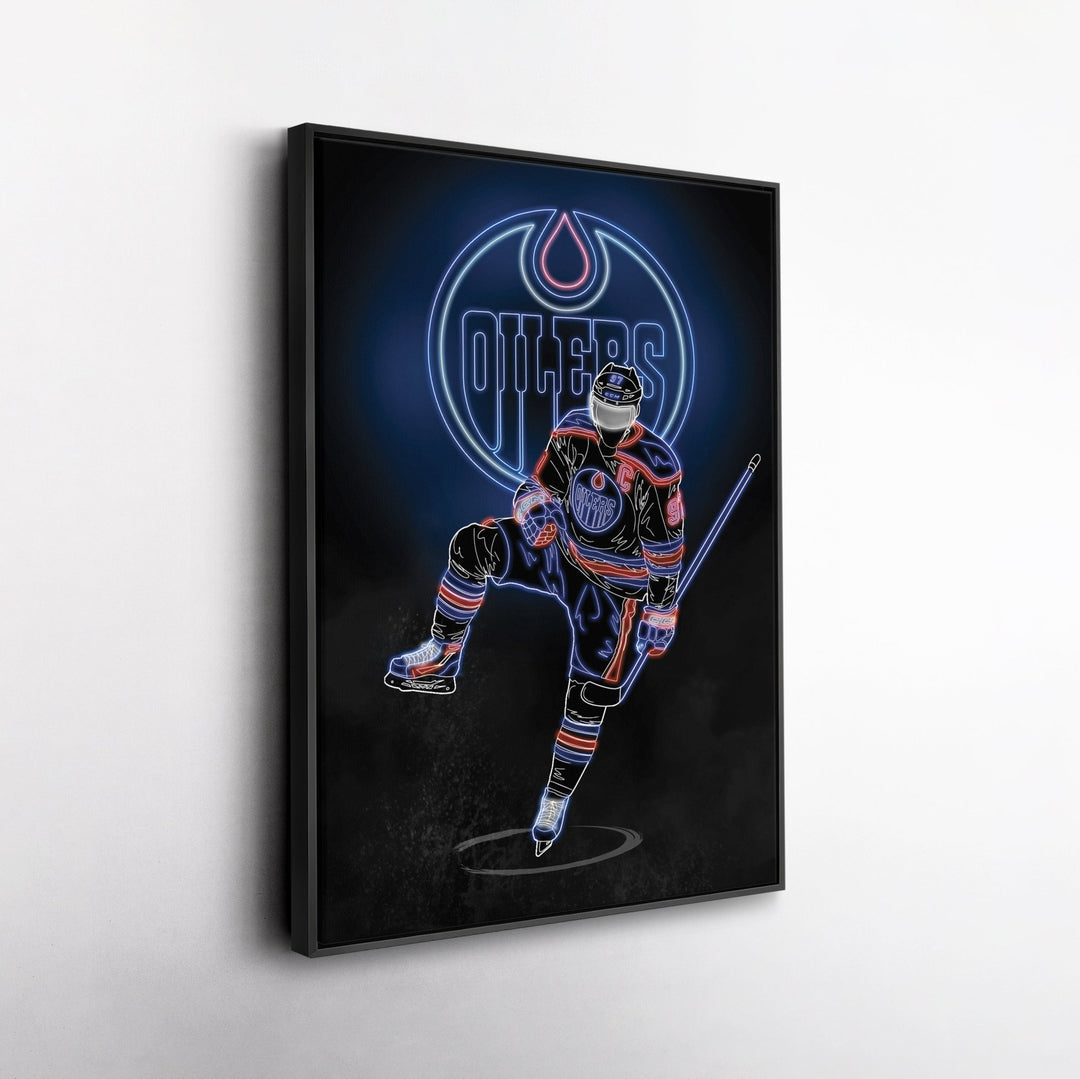 Connor McDavid Neon Canvas Art | Oilers Wall Decor - CanvasNeon