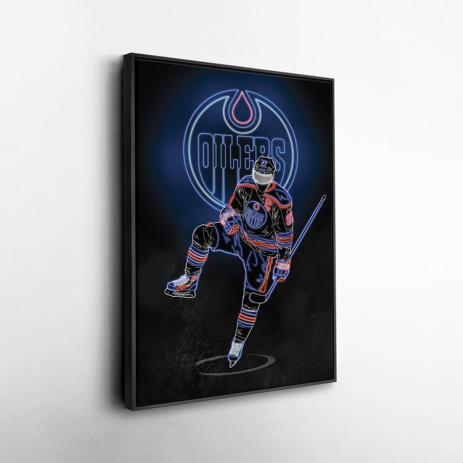 Connor McDavid Neon Canvas Art | Oilers Wall Decor - CanvasNeon