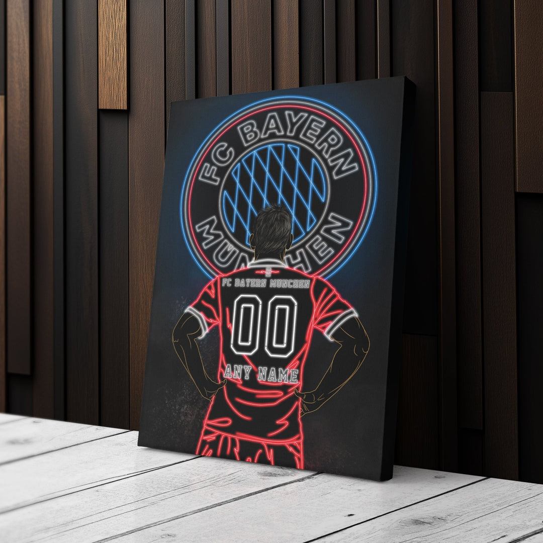 FC Bayern Personalized Jersey Canvas | Neon Wall Art - CanvasNeon