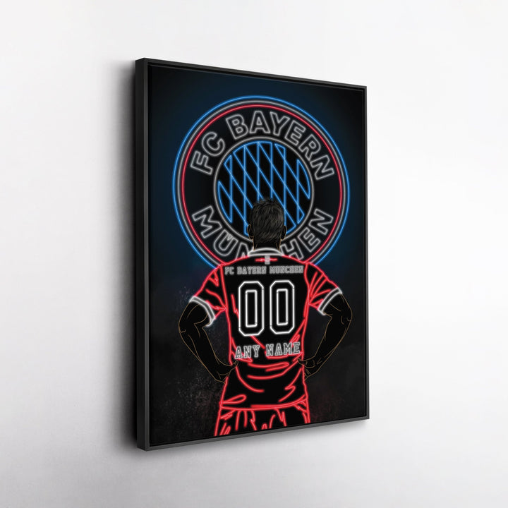 FC Bayern Personalized Jersey Canvas | Neon Wall Art - CanvasNeon