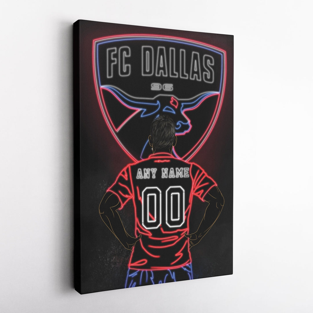 FC Dallas Personalized Jersey Canvas | Neon Wall Art - CanvasNeon