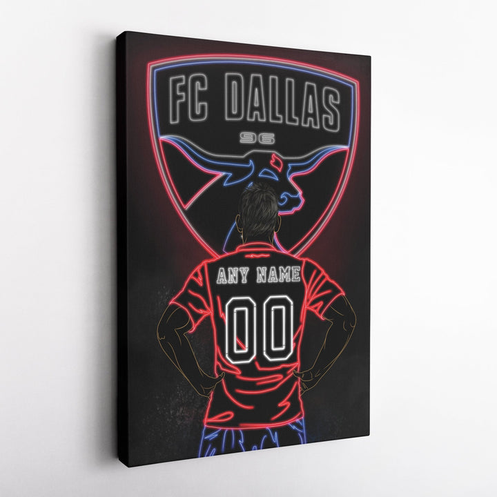 FC Dallas Personalized Jersey Canvas | Neon Wall Art - CanvasNeon