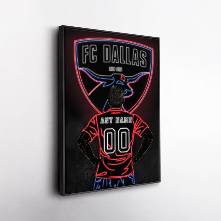 FC Dallas Personalized Jersey Canvas | Neon Wall Art - CanvasNeon