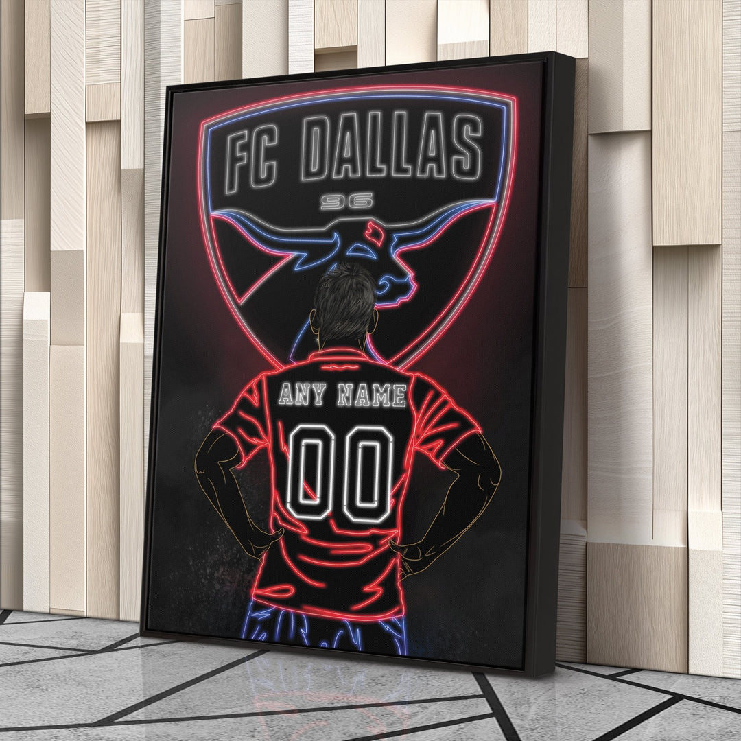 FC Dallas Personalized Jersey Canvas | Neon Wall Art - CanvasNeon