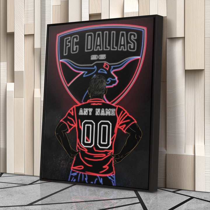 FC Dallas Personalized Jersey Canvas | Neon Wall Art - CanvasNeon