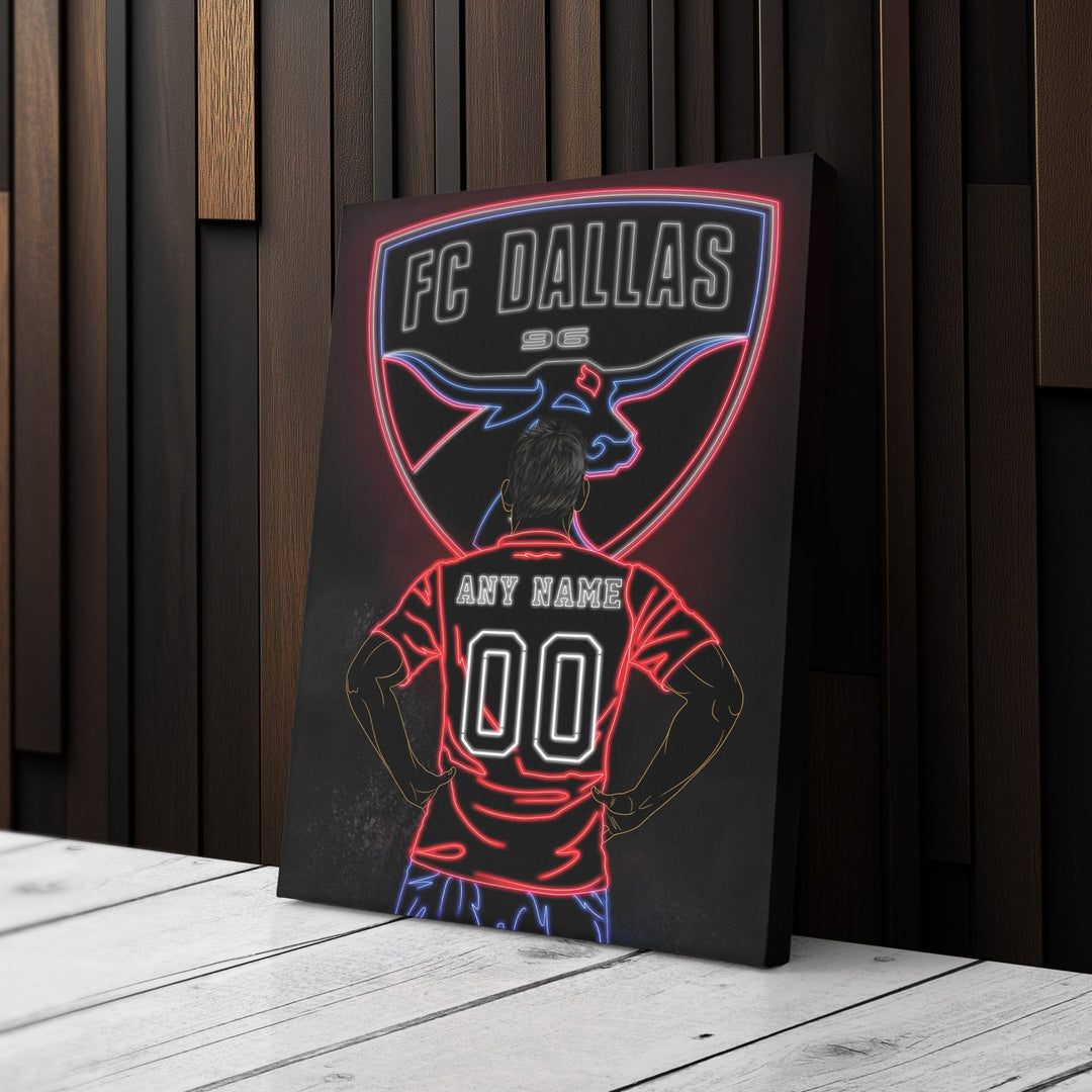 FC Dallas Personalized Jersey Canvas | Neon Wall Art - CanvasNeon