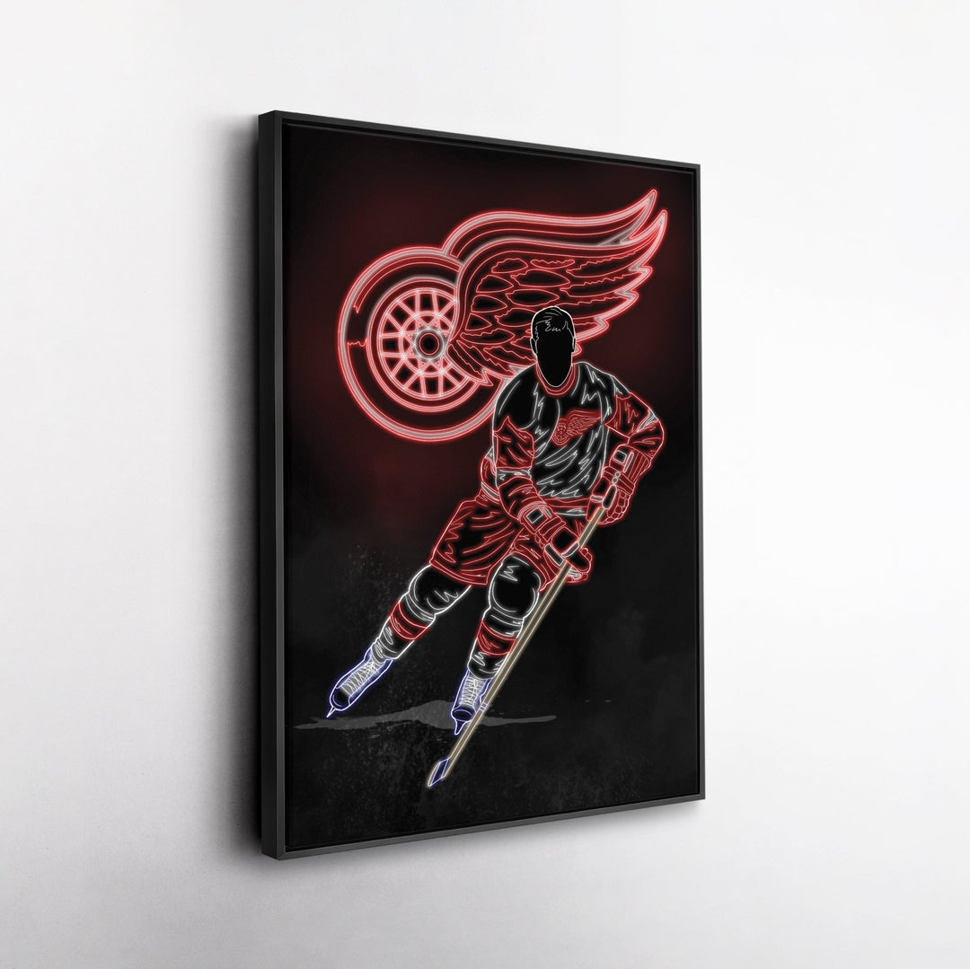 Gordie Howe Neon Canvas Art |Red Wings Wall Decor - CanvasNeon