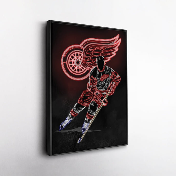 Gordie Howe Neon Canvas Art |Red Wings Wall Decor - CanvasNeon