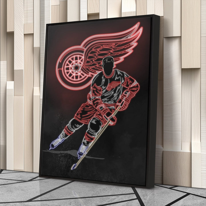 Gordie Howe Neon Canvas Art |Red Wings Wall Decor - CanvasNeon