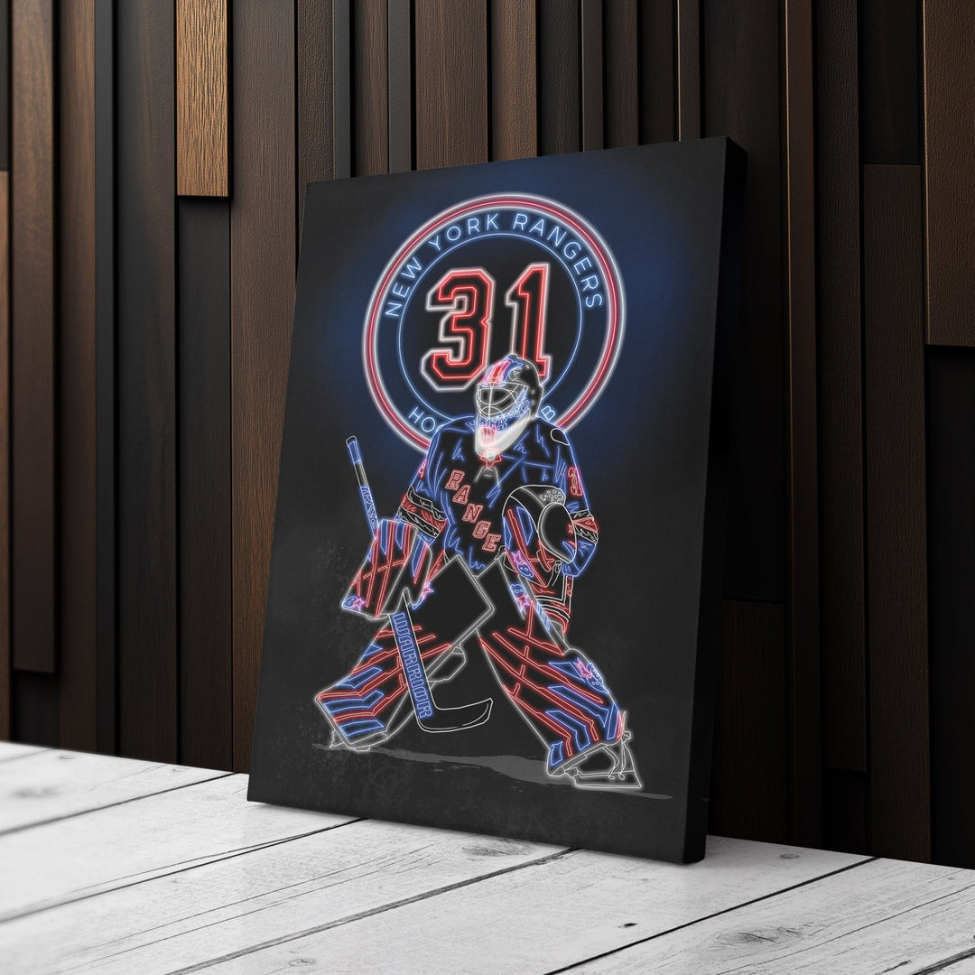 Igor Shesterkin Neon Canvas Art | Rangers Wall Decor - CanvasNeon
